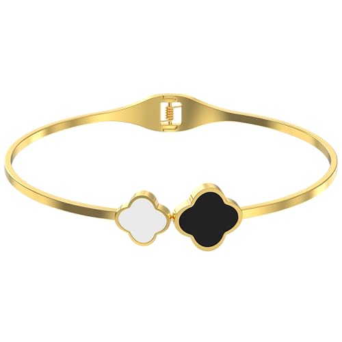 Bijou & Bling Gold Clover Bracelet - Four Leaf Clover Flower Bracelet