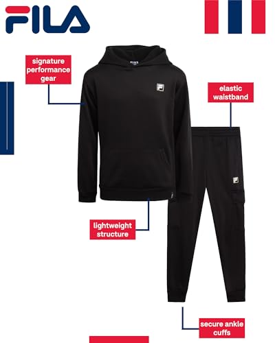 Fila Boys' Tracksuit Set - 2 Piece Performance Fleece Active Hoodie Sweatshirt and Jogger Sweatpants for Boys (Sizes: 8-12)2