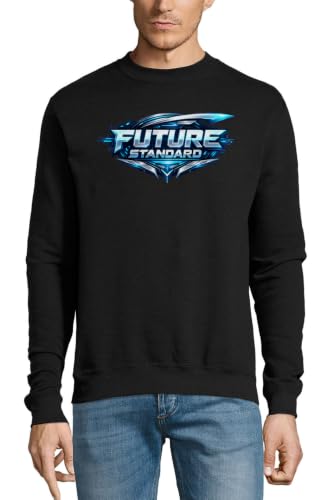 Image of Futuristic Metallic Technology Emblem Design Cotton Sweater Sweatshirt Pullover Jumper Black XX-Large