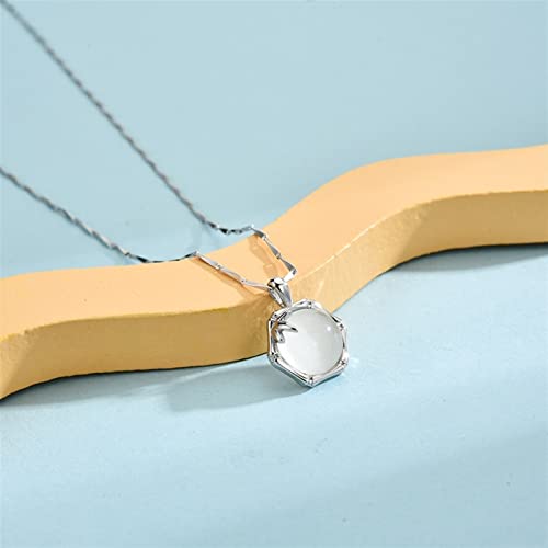 Collier pendentif calcédoine blanche de qualité supérieure en argent 925 - 2