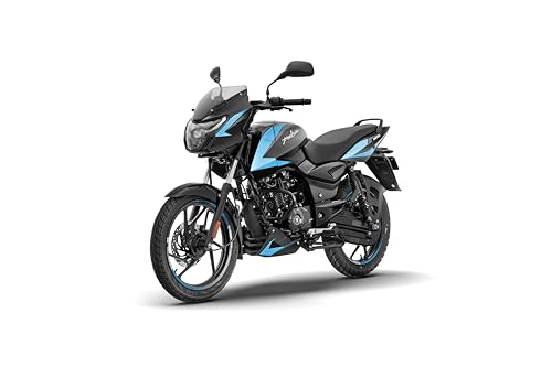 Image of Bajaj Pulsar 125 Disc Carbon Graphics Motorcycle, Single Seat, Ebony Black Cyan Blue, Booking for Ex-Showroom Price