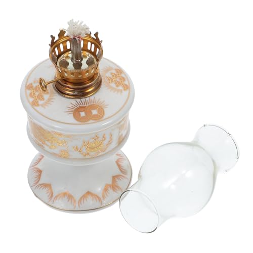 ELAYARD Lámpara de Aceite Antigua Doble Dragón Queroseno para Uso en Interiores Lámpara Decorativa Tradicional para Eventos Festivos y Decoración del Hogar de Cerámica Artesanal