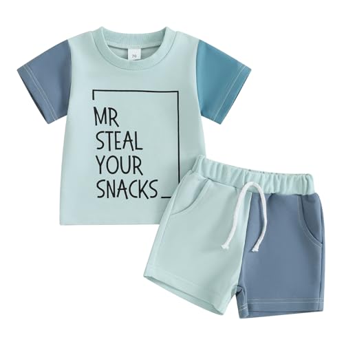 Toddler Baby Boy Summer Clothes Short Sleeve Letter Print T Shirt Tops + Elastic Shorts Infant Casual Outfit Set