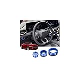 for Ford Mustang 2024 2025 2026 Accessories (EcoBoost/GT/Dark Horse), 3PCS Aluminum Alloy Knob Cover Trim Kit - Push Start, Volume Dial & Headlight Control Switch (Blue) - DvlynAuroa