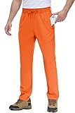 MAGCOMSEN Mens Running Pants Loose Fit Exercise Pants Lightweight Training Pants Men Polyester Fluorescent Orange, 40