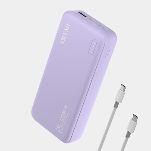 Image of OLVME Premium 20000mAh PD Power Bank |for iPhone,Samsung 50% in 30min| PD C to C Cable | 2 Type- C Port + 1 USB A 22.5W | Universal Compatible All Mobiles |Soft Matte Touch Purple