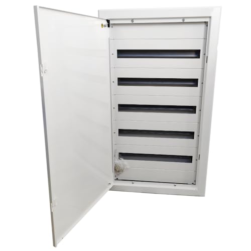 Doktorvolt Verteilerkasten Unterputz Verteiler Sicherungskasten Verteilerschrank Gehäuse aus Metall Unterputzverteiler 120 Module 5-reihig mit Tür Weiß IP30 IK07 für Installation im Haus