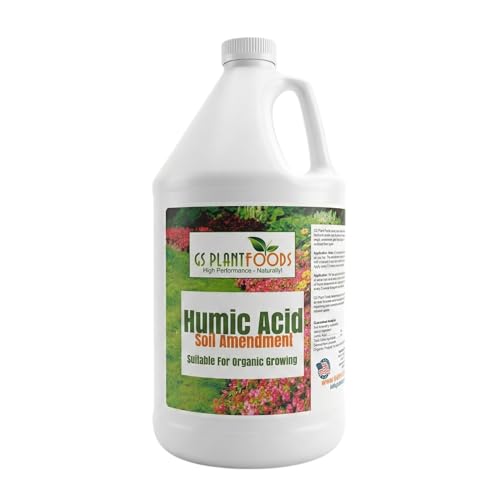 GS Plant Foods Humic Acid Soil Amendment – Leonardite-Derived Liquid Concentrate for Improved Soil Structure & Nutrient Availability – OMRI Listed for Organic Use – 1 Gallon
