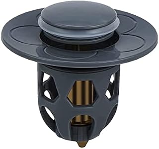 cbincn Universal Washbasin Water Head Leaking Stopper, Stainless Steel Sink Drain Plug Stopper, Brass Inner Core Sink Drain Filter, for Bathroom Kitchen Sink Anti-Clogging (Grey)