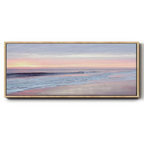 Renditions Gallery Floater Frame Nature Prints for Decorations First Light on the Shore Abstract Wall Hangings for Bedroom Kitchen Lounge - 8"x20" Natural Frame LT619