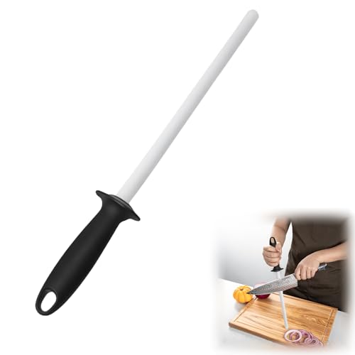 Teccfly 10" Professional Ceramic Knife Sharpener,Ceramic Honing Rod,Chef Knife Sharpening Rod with 2000 Grit, Ideal for Kitchen Knives – Essential Kitchen Tools & Gadgets