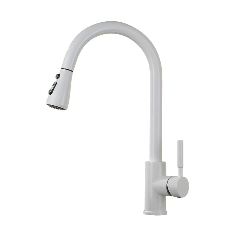 Mezclador de cocina con pulverización extraíble grifo de cocina giratorio 360 monomando blanco