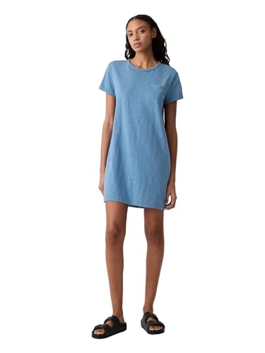 GAP Womens Relaxed Pocket T-Shirt Dress Soft Cornflower 452 XL