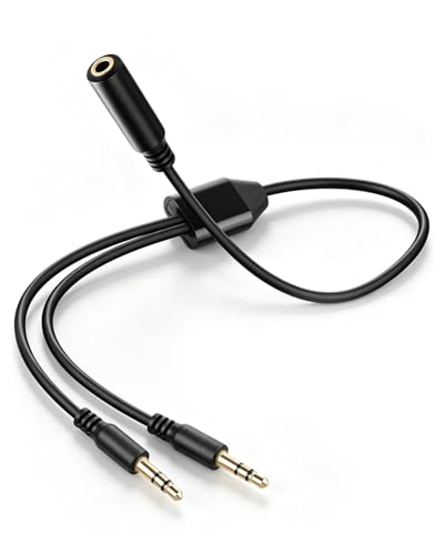 Cable divisor de audio de 3,5 mm hembra a doble macho TRS para PC y auriculares