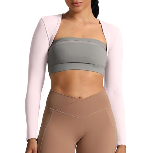 Image of Aoxjox Women's Lexi Lined Bolero Shrug | workout long sleeve,waist-defining cropped fit,open front cardigan,buttery soft fabric,layering,yoga,gym,daily wear