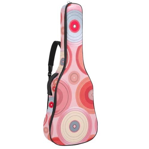 Housse guitare acoustique fleurie disques roses pour vos répétitions et voyages