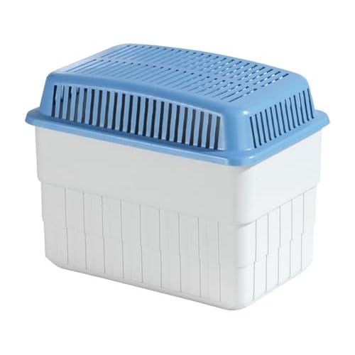 WENKO Feuchtigkeitskiller mit 1 kg Granulatblock, Raumentfeuchter, fasst bis zu 1,4 l Feuchtigkeit, laborgeprüft, nachfüllbar, reduziert Schimmel & Gerüche, 24 x 16 x 15 cm, Grau / Blau