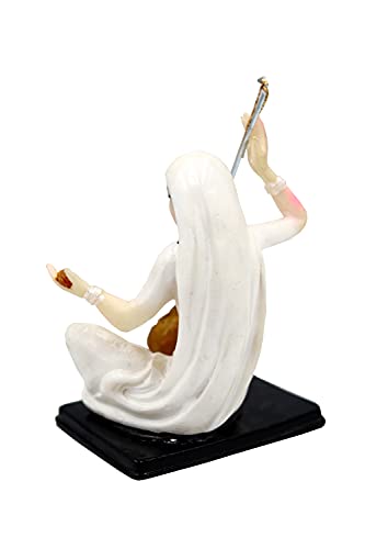 Image of Meera Bai Statue, Polystone Marble Finish, 6 Inch White Washable Showpiece for Home Decor, Mandir & Pooja Room