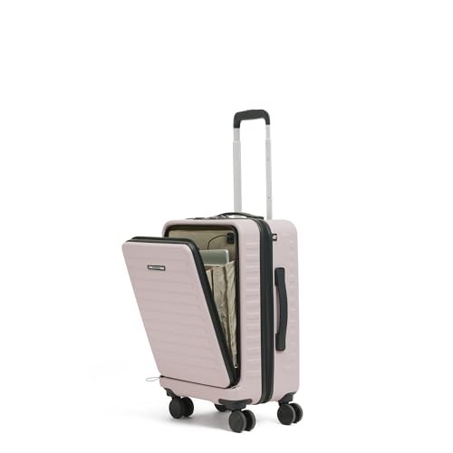 Image of Assembly Cabin Suitcase Small with Double Spinner Wheels & 3 Packing Cubes, Lightweight Polycarbonate Hard Shell Carry On Luggage for Business Travel & Getaway, Ivory, 20-Inch