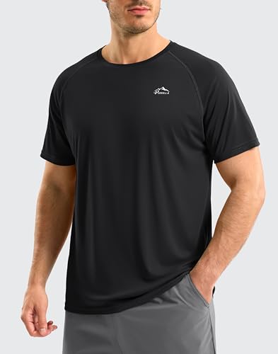 Image of Pudolla Men's Rashguard Swim Shirts Short Sleeve UPF 50+ Sun Protection SPF Quick Dry Lightweight Water Fishing Beach Shirt