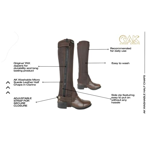 Demi-chaps d'équitation en daim noir AK lavables taille 3XL - 6