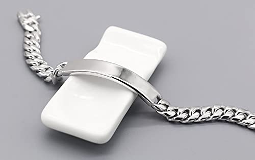 Meilanduo Solid 925 Sterling Silver Miami Cuban Link Chain Bar Bracelet 10Mm Thick For Men Boys 10 Inch / 25 Cm #TOP2