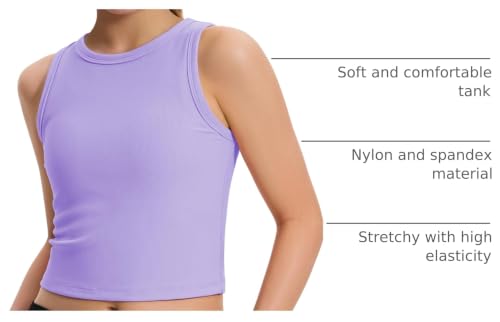 Image of JOCMIC Girls Athletic Tank Tops, Ribbed High Neck Sleeveless Cropped Top