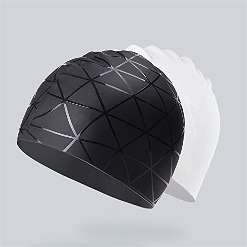 Gorro de natación 3D elástico profesional de gel de sílice, impermeable, protección auditiva, para adultos, hombres y mujeres, pelo largo, cubierta para piscina