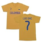Tutiinca Colombia Luis Diaz 7 Soccer Inspired Jersey Style Unisex T-Shirt (Gold, X-Large)