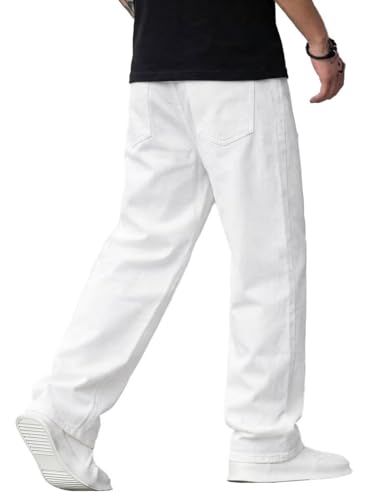 Image of ALLABREVE Men's Baggy Hip Hop Jeans Y2k Wide Leg Denim Pants Relaxed Fit Skater Trousers Streetwear
