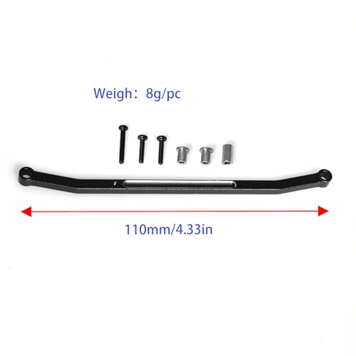 Steering Tie Rod and Drag Link Aluminum for Losi 1/18 Mini LMT 4X4 Brushed Monster Truck，Replacement for LOS211051 Upgrade Parts Fix Link Steering Rod for Losi - LOS01026 1/18 Mini LMT Monster (Black) — view 2