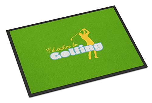 Caroline's Treasures SB3092JMAT I'd Rather be Golfing Man on Green Doormat 24x36 Front Door Mat Indoor Outdoor Rugs for Entryway, Non Slip Washable Low Pile, 24H X 36W