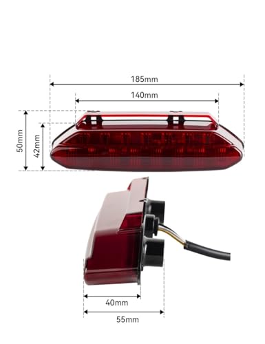 Feux arrière à LED pour moto 700R avec clignotants intégrés et feu stop de remplacement - 3