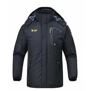 donhobo Men’s Fleece Jacket Winter Waterproof Warm Ski Jackets Windproof Coat With Zip Pockets Hood