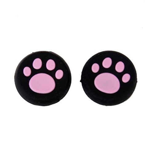 Clearance ! ღ Ninasill ღ Exclusive 1 Pairs Cat s Paw Silicone Gel Thumb Grips Caps For Nintendo Switch Controller (Pink)