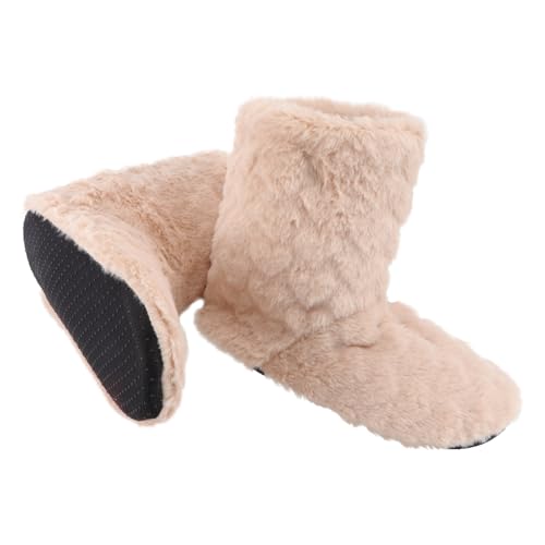 SUPVOX Botas de Suelo Antideslizantes para Invierno Cálidas y Acolchadas Talla Única Adulto 38-40 Color Camel Suela Suave y Transpirable para Uso Interior Casa