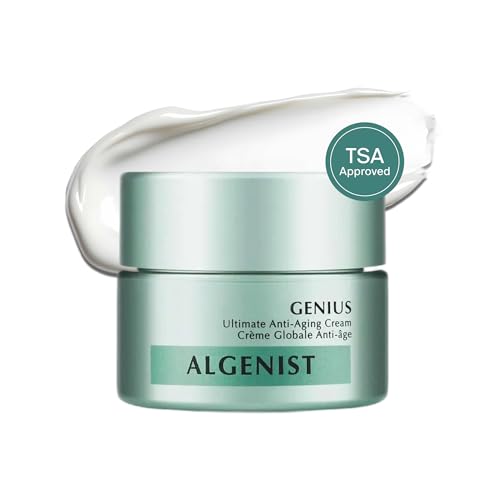 Algenist GENIUS Ultimate Anti-Aging Cream, Travel Size - Vegan Firming & Smoothing Moisturizer with Alguronic Acid & Microalgae Oil - Non-Comedogenic & Hypoallergenic Skincare (0.5 oz)