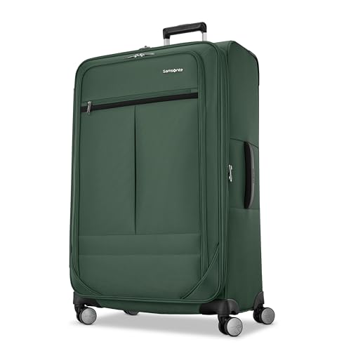 Samsonite Soft-Sided 29-Inch Lightweight Large Checked Expandable Element Suitcase: Durable, 360&deg; Spinner Wheels, Adjustable Telescopic Handle, 2 Front & 1 Side Pocket- Deep Green