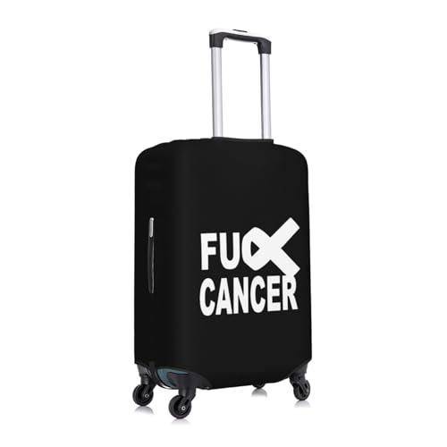 Fuck Cancer with Ribbon for Awareness Travel Luggage Cover Suitcase Protector Fits 18-21 Inch Case(Black,S)2