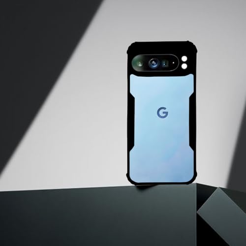 Image of AIBEX Crystal Clear Back Cover Case for Google Pixel 9 Pro XL 5G | 360 Degree Protection | Shock Proof Design | Transparent Back Cover Case (PC & TPU, Black Bumper)