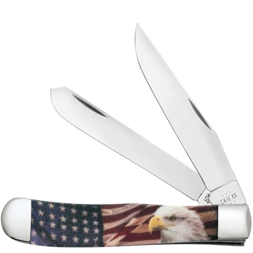 Case XX Pocket Knife PATRIOTIC COLOR INFUSION SYNTHETIC TRAPPER Item #10647-4254 SS - Length Closed: 4 1/8Inches
