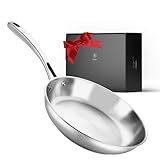 Lebof 12 Inch Stainless Steel Pan, 5-Ply Clad Base for Even Heating, 800℉ Oven...