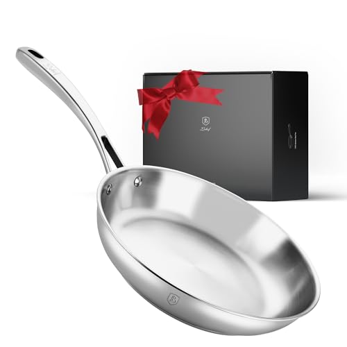 Lebof 12 Inch Stainless Steel Pan, Heavy-Duty 5-Ply Clad Base for Even Heating, 800℉ Oven Safe...