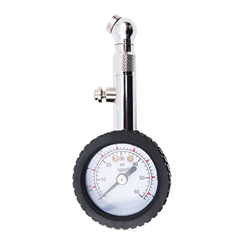 Tiardey Heavy Duty Air Pressure Gauge,Mechanical tire pressure gauge,0~60PSI for Cars, Trucks and Bicycles - Silver