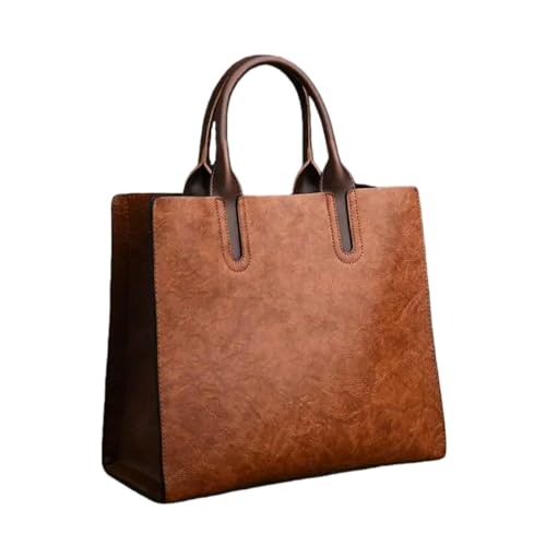 Gyios Handtasche Vintage-Tragetasche Aus Geöltem Leder – Große Lässige Damenhandtasche, Schulter-, Umhängetaschen- Und Messenger-Tasche-braun