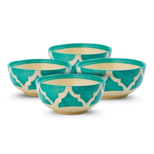 Image of Ceramic Bowl Set | 4-Piece Lightweight Crockery for Daily Use | Seafoam Green Ramen & Snack Bowls (200ml Each) | Elegant Microwave & Dishwasher Safe | Perfect Christmas & New Year Gift