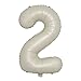32 inch Cream Color Number Balloons 0-9 Large Digital Foil Helium Ball Girl Kids Adult Happy Birthday Party Decoration Wedding (32 inch Cream 2)