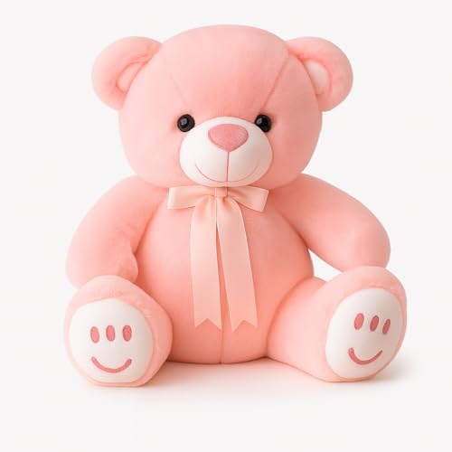 Image of ZEXSAZONE Pink Teddy Bear Soft Toy - Cute Plush Stuffed Animal | Huggable Cuddly Toy for Kids, Boys, Girls, Girlfriend & Wife | Valentine, Birthday (32 cm)