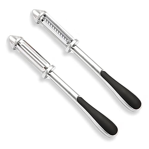 JETMANO 3 in 1 Kartoffelschäler, Multifunktions Küchen Obst Gemüse Schäler, hochwertige scharfe Edelstahlklinge, ergonomischer, rutschfester schwarzer Griff Cover