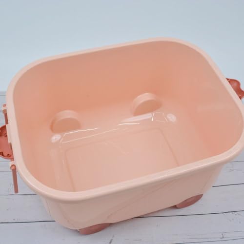 Image of Baby Bucket Multipurpose Storage Box with Wheels | Children's Toy Storage Box | Pulley Plastic Case Storage Container-(29.5 x 23 x 20.2 cm)-(White-8Ltr)